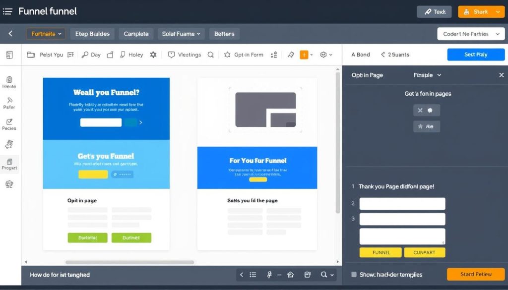 GoHighLevel's funnel builder interface showing a sales funnel template