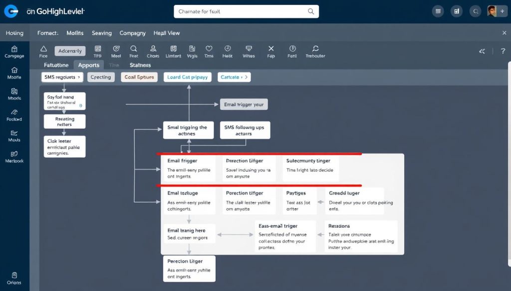 GoHighLevel's marketing automation workflow builder showing campaign setup