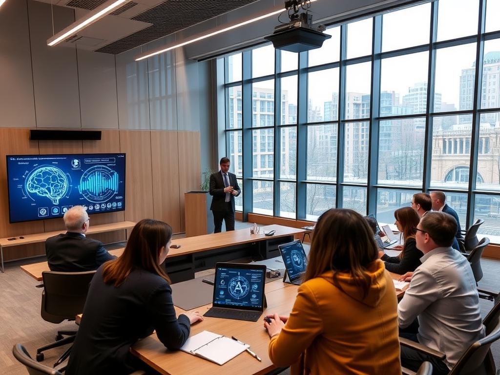 INSEAD campus with executives learning about AI business applications
