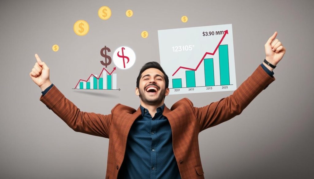 Person celebrating financial success after learning to work smarter not harder to earn money