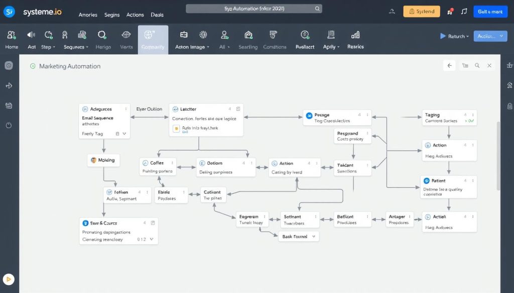 Systeme.io's visual automation workflow builder interface in 2025 Systeme.io's visual automation workflow builder interface in 2025