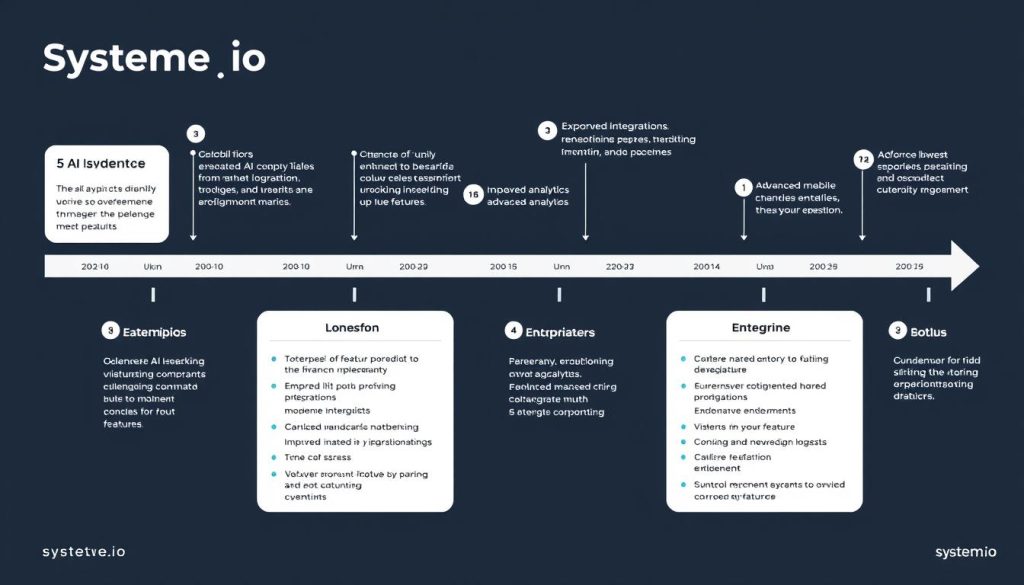Visual representation of Systeme.io's roadmap and future development plans for 2025-2026 Visual representation of Systeme.io's roadmap and future development plans for 2025-2026