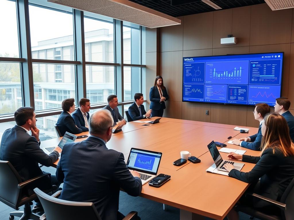 Wharton campus with business leaders attending an AI leadership program
