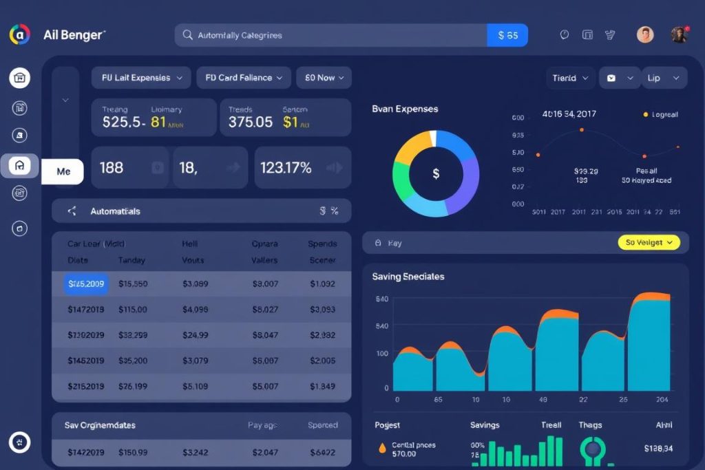 AI budget management dashboard showing expense categorization