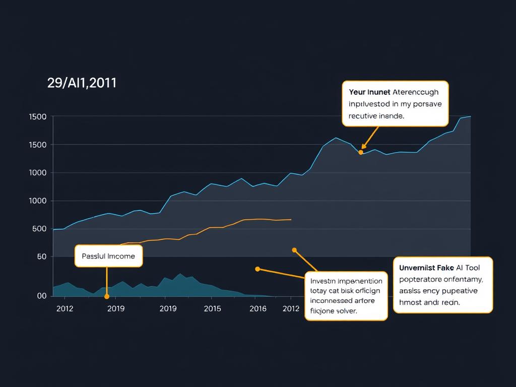 Chart showing Sarah's financial progress with AI tools over three years