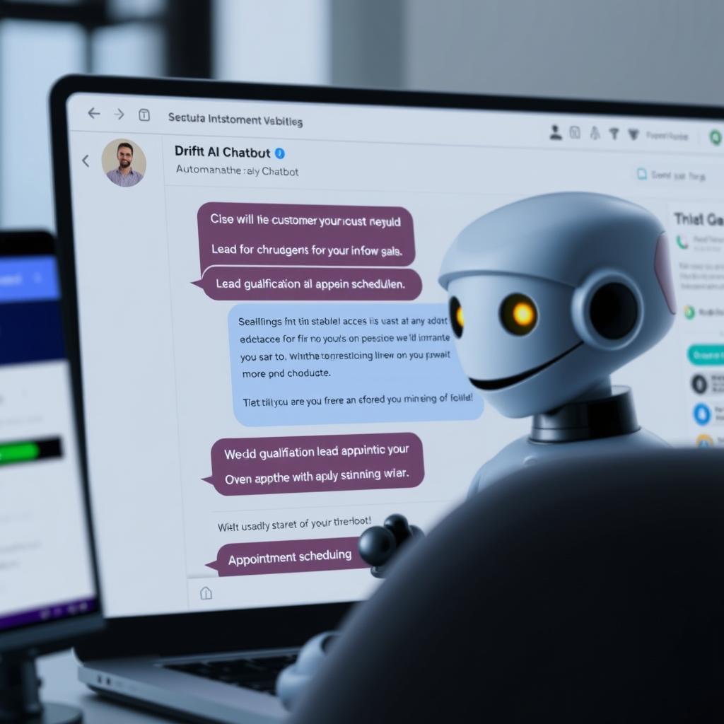 Drift AI chatbot interface engaging with website visitors