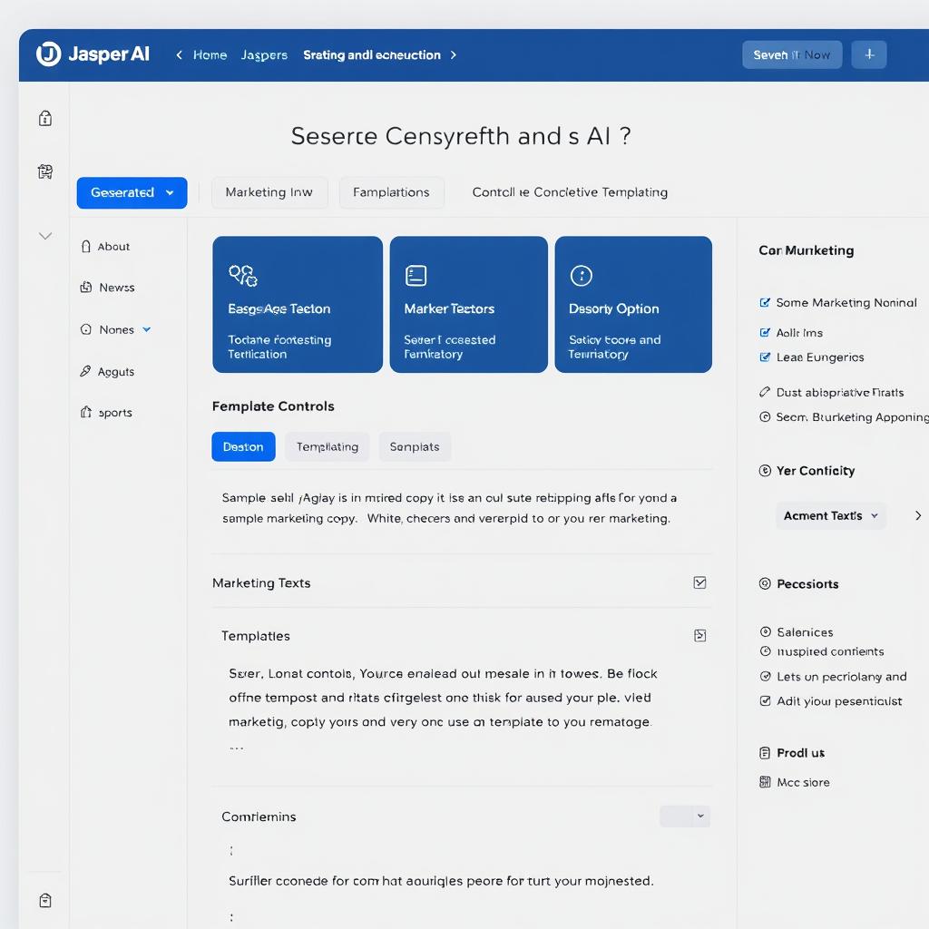 Jasper AI content creation interface showing marketing copy generation