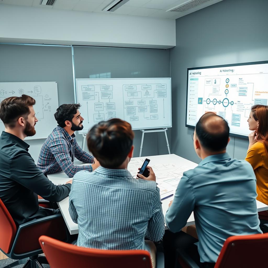 Marketing team planning AI implementation strategy Marketing team planning AI implementation strategy