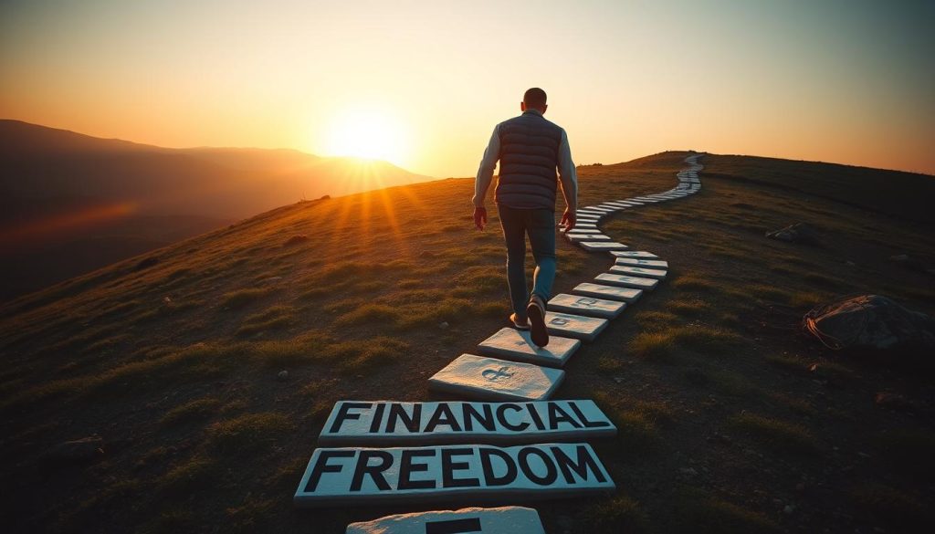 Person taking first steps on AI financial freedom journey