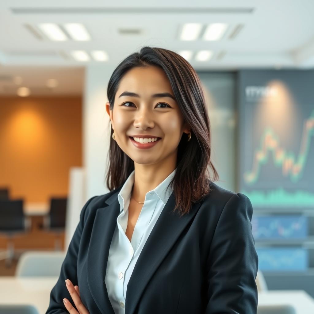 Portrait of Sarah Chen who achieved financial freedom using AI tools