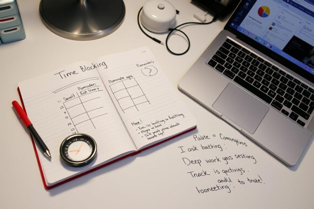 Visual representation of time blocking and productivity techniques Visual representation of time blocking and productivity techniques